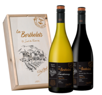 Les Bertholets geschenk wijnkist grande reserve Chardonnay en gsm